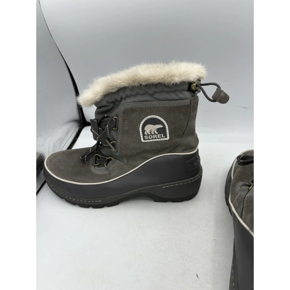 Sorel Snow Boots Womens Size 9.5 Tivoli III 3 Short Winter Leather Quarry Gray